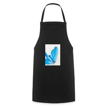 Blauer Schmetterling - Kochschürze - Schwarz - Vorne - AI Model Male 185 dark (185cm)
