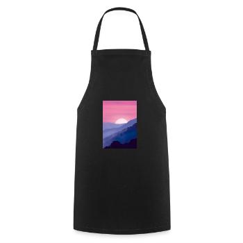 Rosa Sonnenuntergang - Kochschürze - Schwarz - Vorne - AI Model Male 185 dark (185cm)