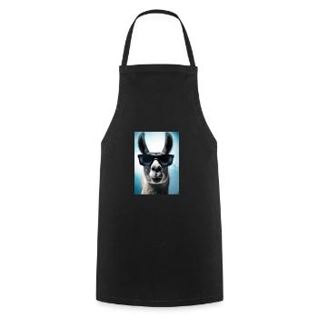 Lama mit Sonnenbrille - Kochschürze - Schwarz - Vorne - AI Model Male 185 dark (185cm)