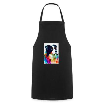 Bunter Border Collie - Kochschürze - Schwarz - Vorne - AI Model Male 185 dark (185cm)