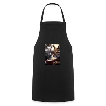 Two Cats Kaffee - Kochschürze - Schwarz - Vorne - AI Model Male 185 dark (185cm)