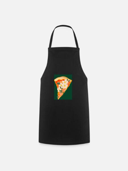 Blümchen-Pizza - Kochschürze - Schwarz