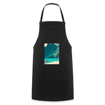 Surfen Strand - Kochschürze - Schwarz - Vorne - AI Model Male 185 dark (185cm)