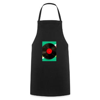 Retro Vinyl Platte Bunt - Kochschürze - Schwarz - Vorne - AI Model Male 185 dark (185cm)