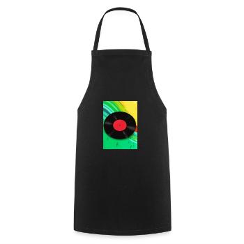 Retro Vinyl Platte Bunt - Kochschürze - Schwarz - Vorne - AI Model Male 185 dark (185cm)