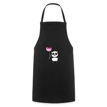 Panda Lesbian Herzballon - Kochschürze - Schwarz - Vorne - AI Model Male 185 dark (185cm)