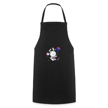 Bisexual Rabbit in Space Bisexual Pride - Cooking Apron - black - Front - AI Model Male 185 dark (185cm)