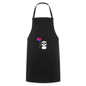 Panda Bisexual Pride Heart Balloon - Cooking Apron - black - Front - AI Model Male 185 dark (185cm)