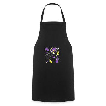 Nonbinary Pride Katze im Weltraum - Kochschürze - Schwarz - Vorne - AI Model Male 185 dark (185cm)