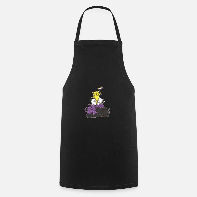 Non-binary cats Non-binary pride - Cooking Apron - black