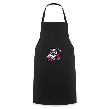 Chat jouant au hockey Drôle de joueur de hockey sur glace - Tablier de cuisine - noir - Devant - AI Model Male 185 dark (185cm)