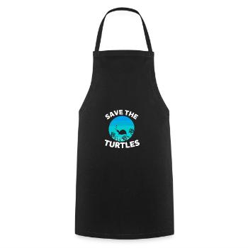 Créatures marines rétro Animal sauver les tortues - Tablier de cuisine - noir - Devant - AI Model Male 185 dark (185cm)