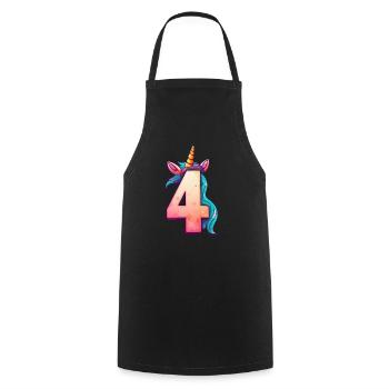 4e anniversaire de la licorne - Tablier de cuisine - noir - Devant - AI Model Male 185 dark (185cm)