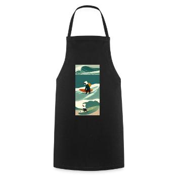 Surfeur Solitaire en Tempête - Tablier de cuisine - noir - Devant - AI Model Male 185 dark (185cm)