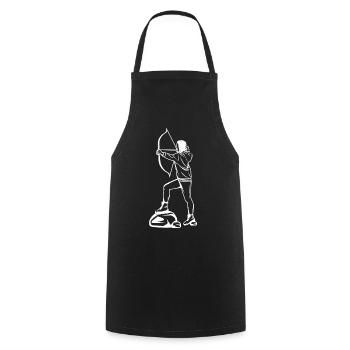 Dessin de fille de tir à l’arc - Tablier de cuisine - noir - Devant - AI Model Male 185 dark (185cm)