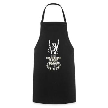 100% Genuine Classic Vintage Rock 'n Roll Music - Kochschürze - Schwarz - Vorne - AI Model Male 185 dark (185cm)