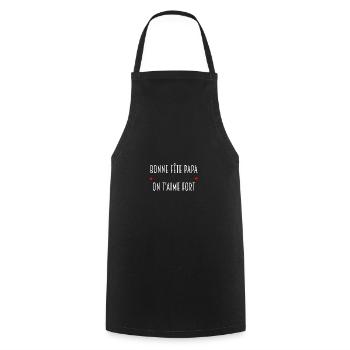 Bonne fête papa, on t'aime fort - Tablier de cuisine - noir - Devant - AI Model Male 185 dark (185cm)