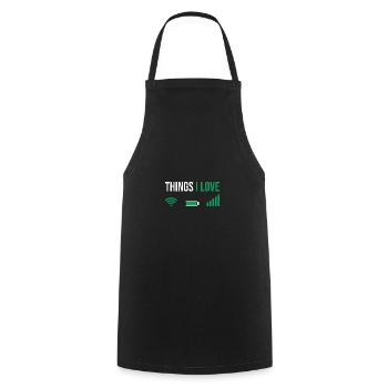Funny Things I Love Wifi Battery Signal - Cooking Apron - black - Front - AI Model Male 185 dark (185cm)
