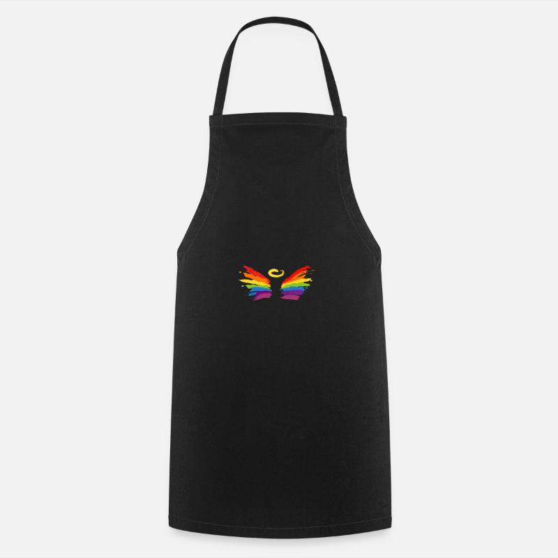 Gemaltes Engel-Design in Regenbogenfarben - Kochschürze - Schwarz
