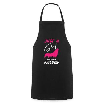 Juste une fille qui aime les loups - Tablier de cuisine - noir - Devant - AI Model Male 185 dark (185cm)