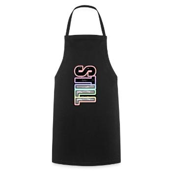 STILL ILL – pastel lettering with character - Cooking Apron - black - Front - AI Model Male 185 dark (185cm)