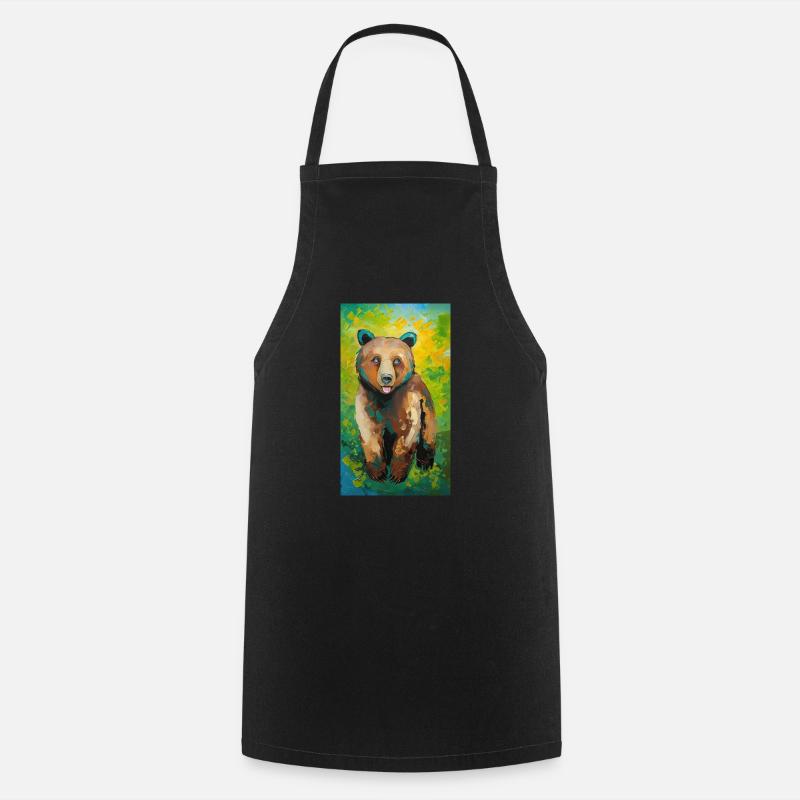 Bear Painting Bär Gemälde - Cooking Apron - black