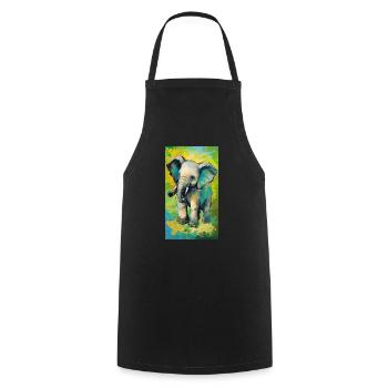 Elephant Painting Elephant Africa Painting Art - Cooking Apron - black - Front - AI Model Male 185 dark (185cm)
