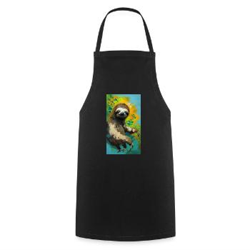 Sloth Painting Faultier Gemälde Kunst Comic Art - Cooking Apron - black - Front - AI Model Male 185 dark (185cm)