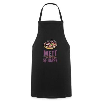 Mett Worry Be Happy - Kochschürze - Schwarz - Vorne - AI Model Male 185 dark (185cm)