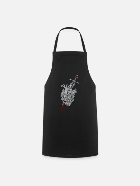 Cœur brisé - L’épée transperce le cœur - Tablier de cuisine - noir