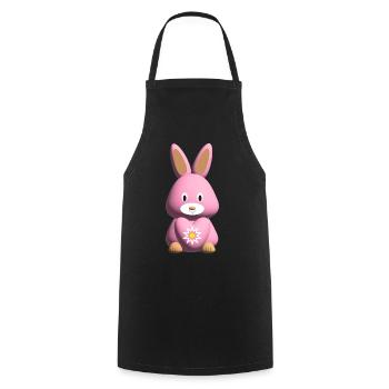 Rosa Hase mit süßem Herz. - Kochschürze - Schwarz - Vorne - AI Model Male 185 dark (185cm)