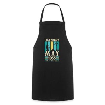 May 1955 Anniversary Gift, Vintage May 1955. - Cooking Apron - black - Front - AI Model Male 185 dark (185cm)