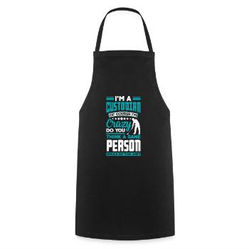 School Custodian Janitor Funny Quote - Cooking Apron - black - Front - AI Model Male 185 dark (185cm)