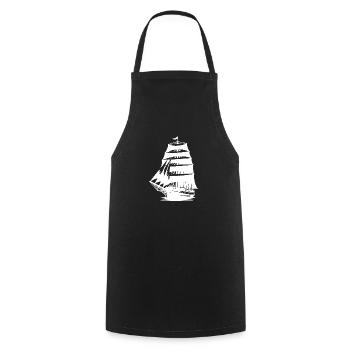 Vieux voilier à voiles déployées - Tablier de cuisine - noir - Devant - AI Model Male 185 dark (185cm)