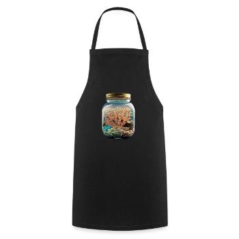 Coraux dans un bocal - Tablier de cuisine - noir - Devant - AI Model Male 185 dark (185cm)
