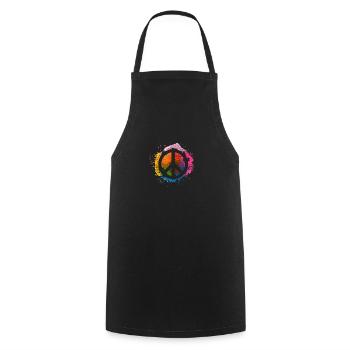 Peace - Kochschürze - Schwarz - Vorne - AI Model Male 185 dark (185cm)