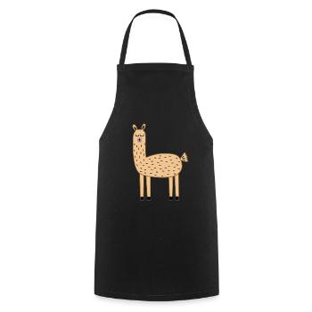 Lama Llama braun - Kochschürze - Schwarz - Vorne - AI Model Male 185 dark (185cm)