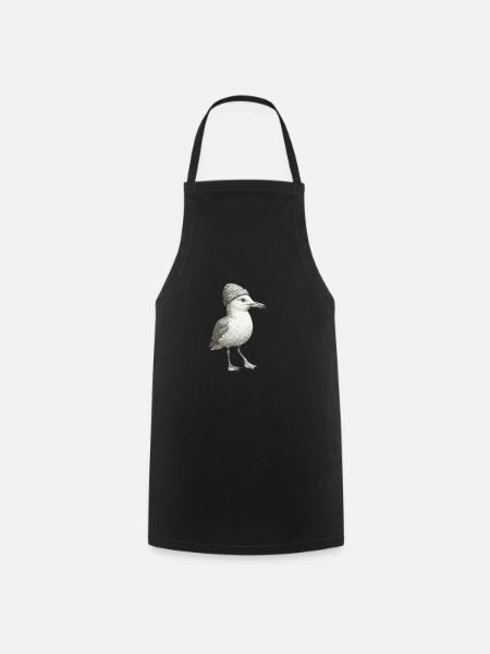 Moin Nordsee Möwe Mütze Beanie Schwarz Weiss - Kochschürze - Schwarz