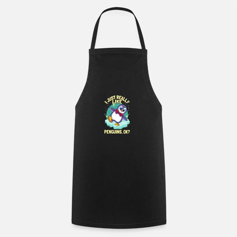 Pingouins J’aime vraiment les pingouins pingouins mignons pingouins - Tablier de cuisine - noir