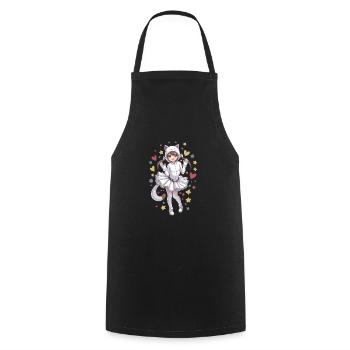 Anime Girl In A Cat Costume - Cooking Apron - black - Front - AI Model Male 185 dark (185cm)