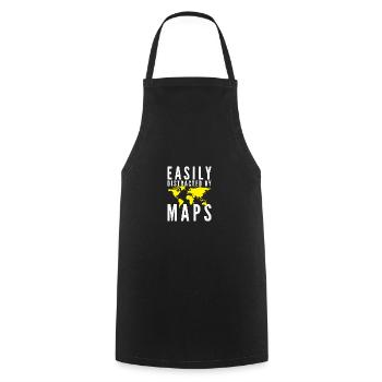 GEOGRAPHY: Easily distracted by maps - Cooking Apron - black - Front - AI Model Male 185 dark (185cm)