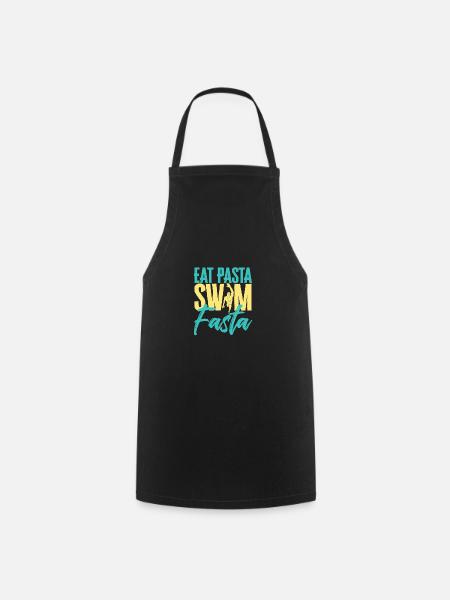 Eat Pasta Swim Fasta Funny Swimming - Kochschürze - Schwarz