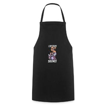 Je détruis Silent Gift Man Drums - Tablier de cuisine - noir - Devant - AI Model Male 185 dark (185cm)