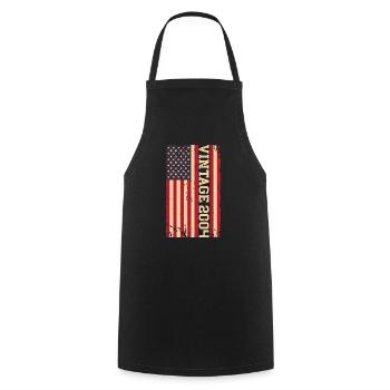 Vintage 2004 US Flag - Cooking Apron - black - Front - AI Model Male 185 dark (185cm)