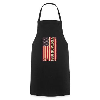 Vintage 1991 US Flag - Cooking Apron - black - Front - AI Model Male 185 dark (185cm)
