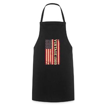 Vintage 1989 US Flag - Cooking Apron - black - Front - AI Model Male 185 dark (185cm)