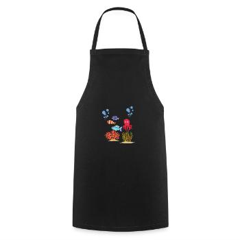 Marine Animal Coral Octopus Underwater World Octopus - Cooking Apron - black - Front - AI Model Male 185 dark (185cm)