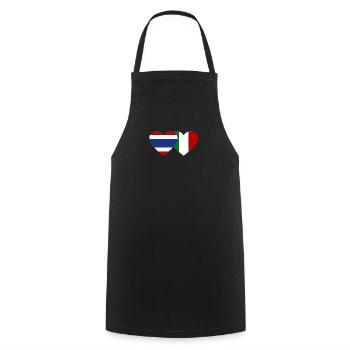 Coeur de drapeau de Thaïlande Italie - Tablier de cuisine - noir - Devant - AI Model Male 185 dark (185cm)
