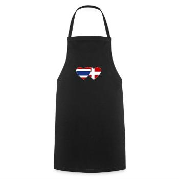 Coeur de drapeau Thaïlande Danemark - Tablier de cuisine - noir - Devant - AI Model Male 185 dark (185cm)