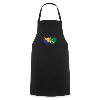 Bosnie Pakistan drapeau coeur - Tablier de cuisine - noir - Devant - AI Model Male 185 dark (185cm)